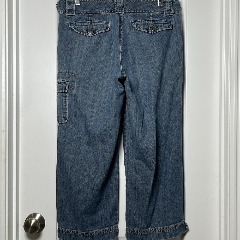 New York & Company Vintage Y2K Mid Wash Blue 100% Cotton Cargo Denim Jeans - Picture 2 of 2